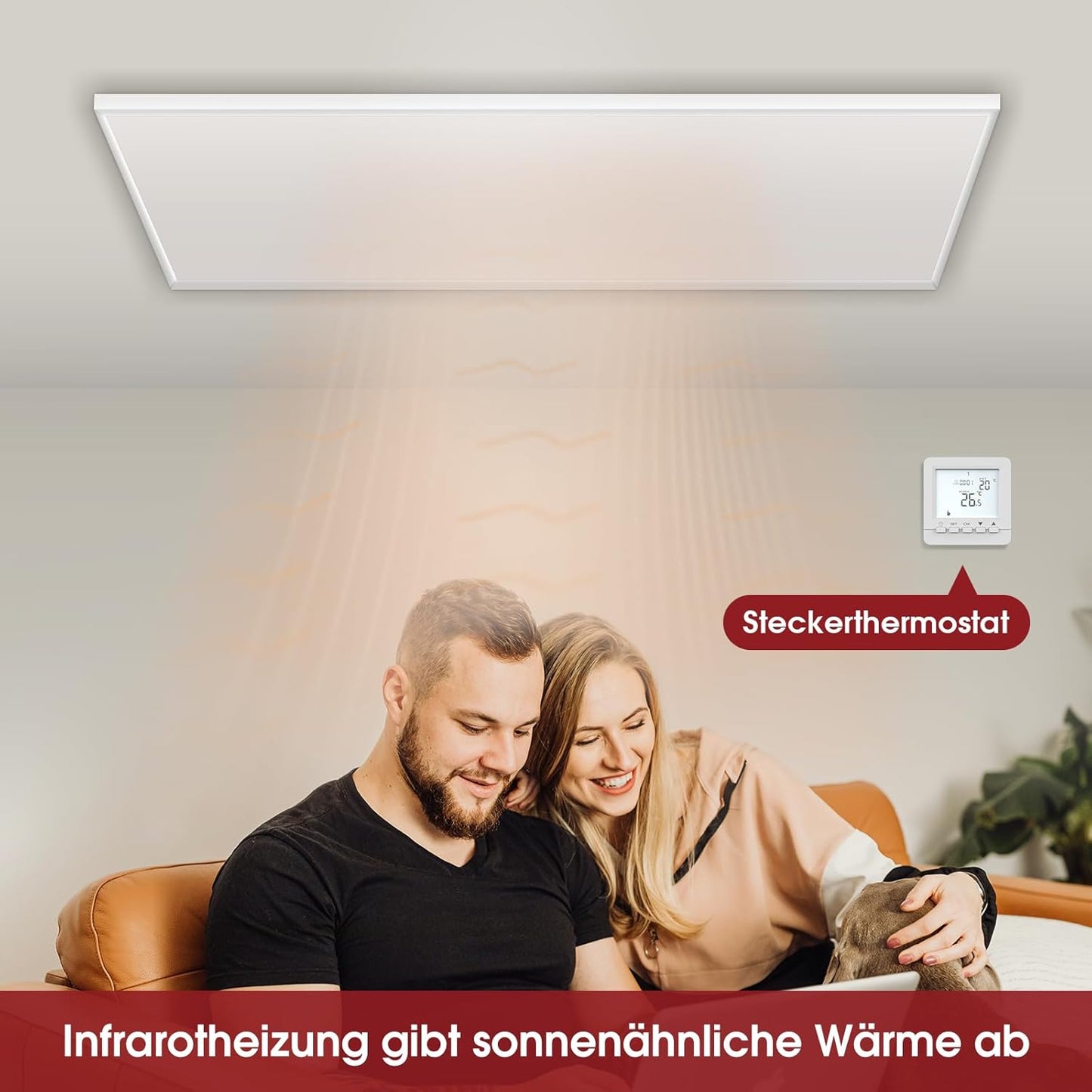 Infrarotheizung für die Decke mit Thermostat, 400Watt+Deckenmontage+Thermostat