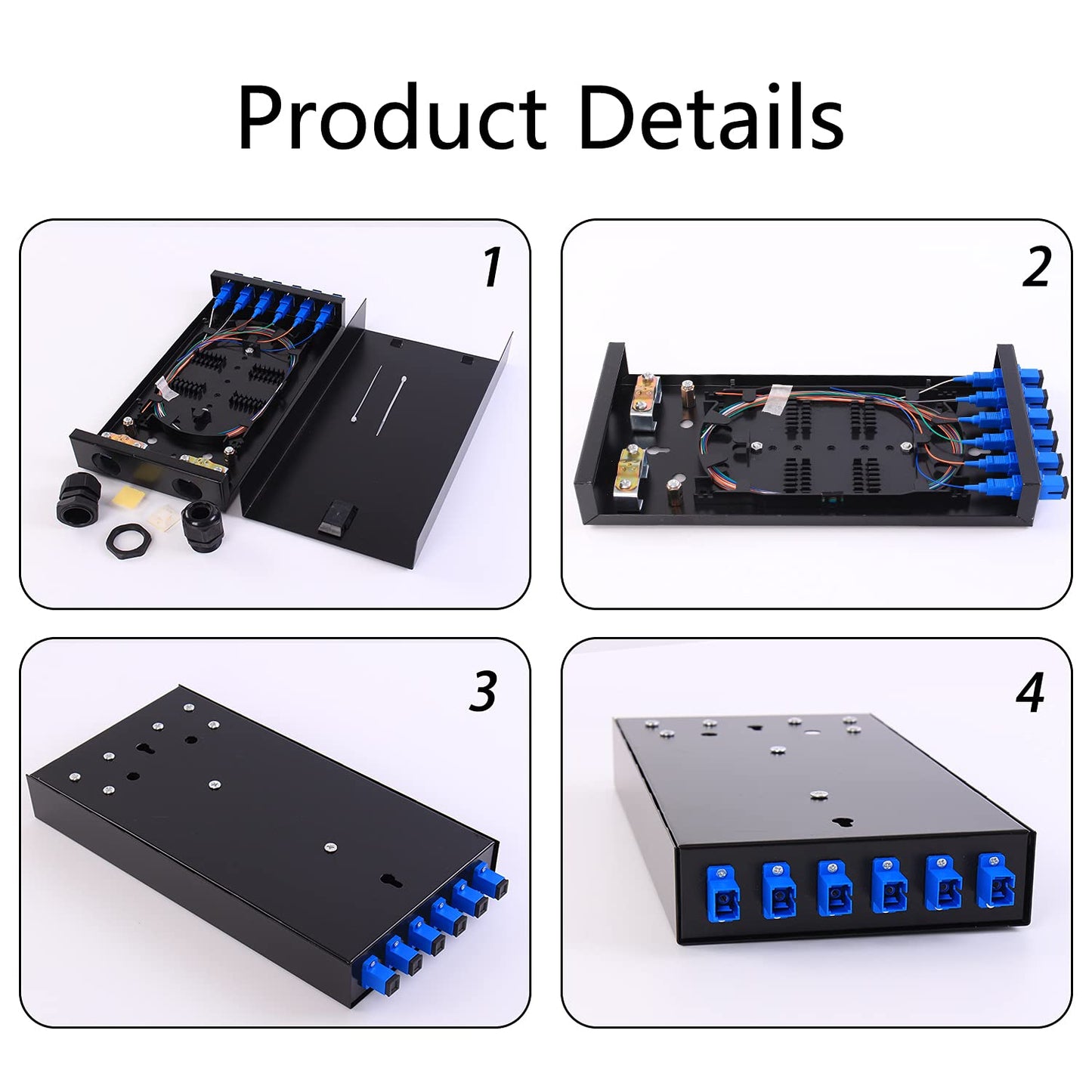 Glasfasergehäuse für Wandmontage mit 6 SC-Ports, SC-UPC SingleMode 6 Port