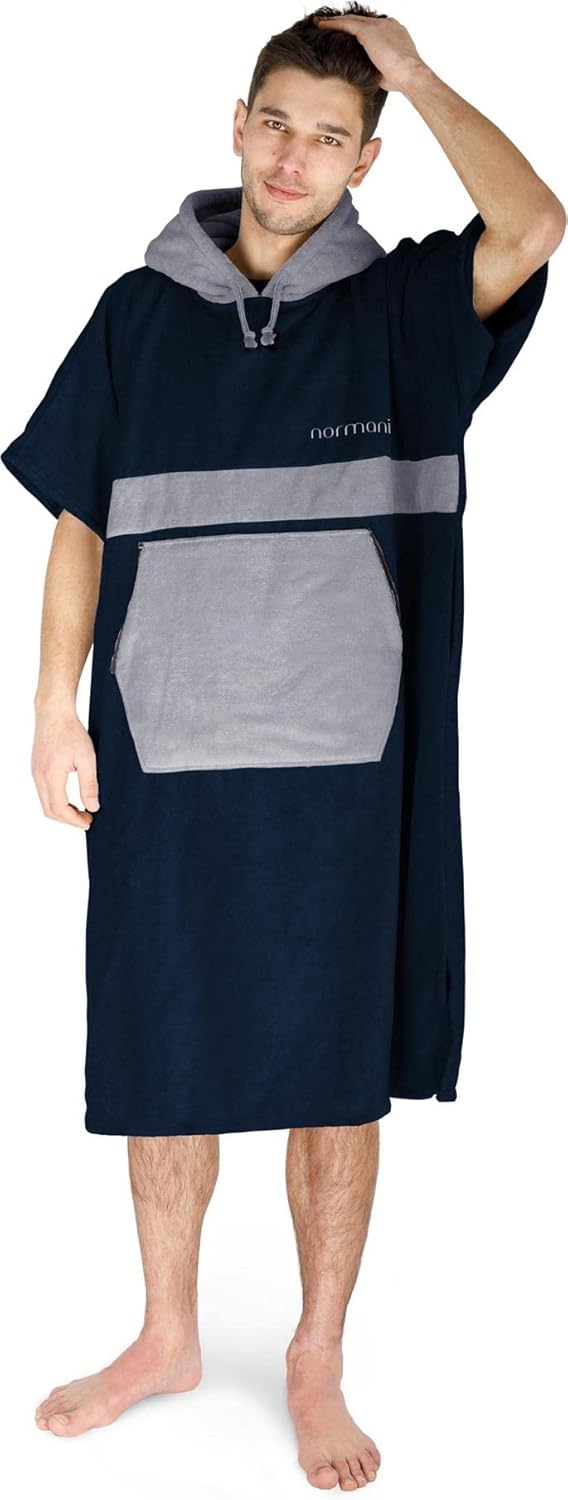 Unisex Surfer-Poncho, Navy/Grau L-XL