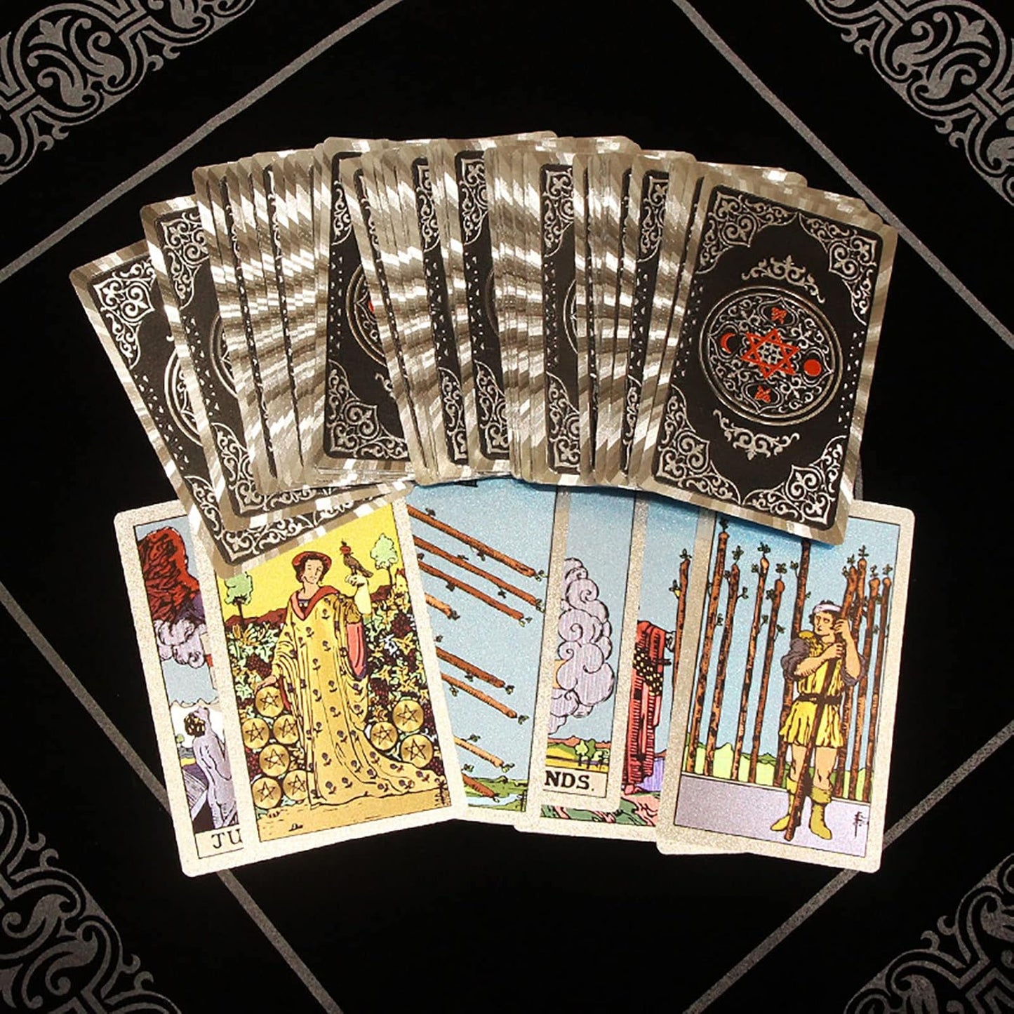 Tarotkarten-Set mit Anleitung für Anfänger, Silver Silber