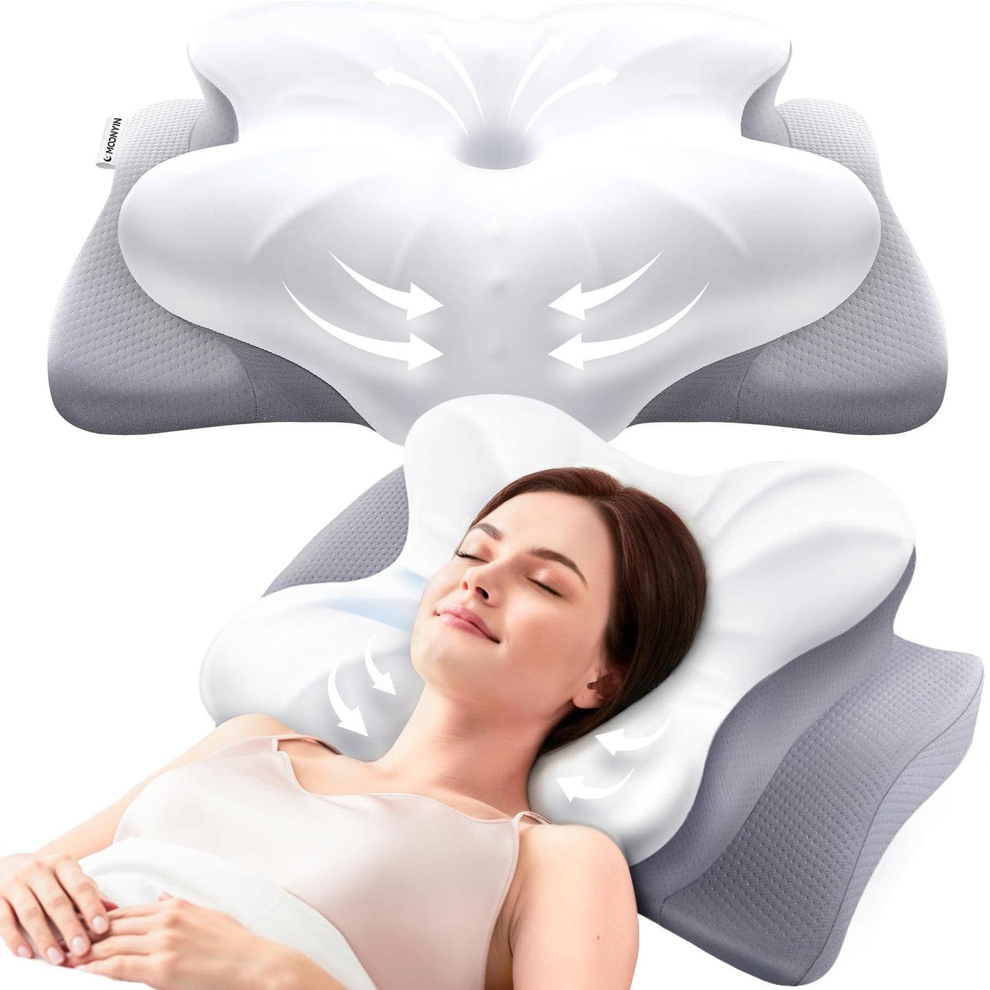 Ergonomisches Memory Foam Nackenkissen, Weiss