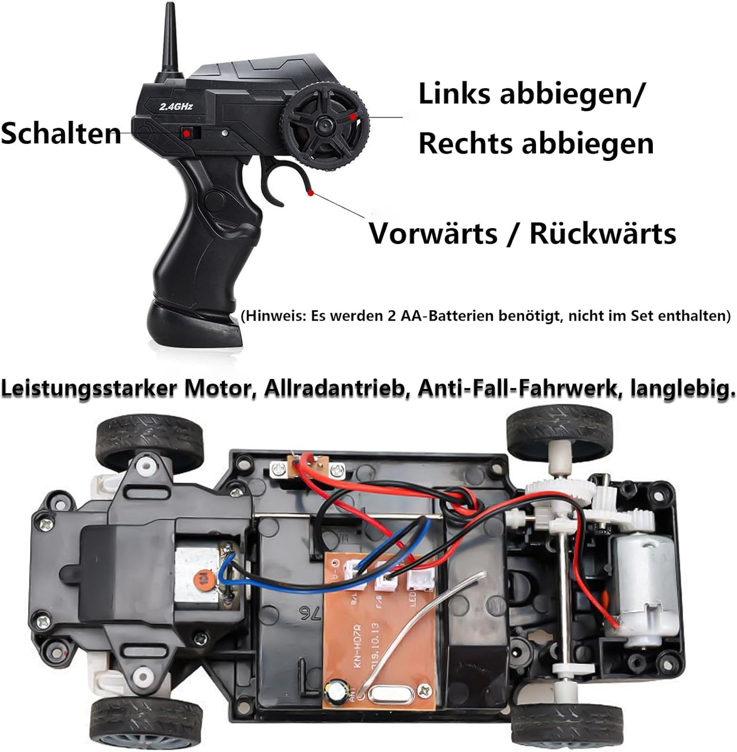 RC Drift Car 1:24 mit 4WD und Scheinwerfern, Gelb
