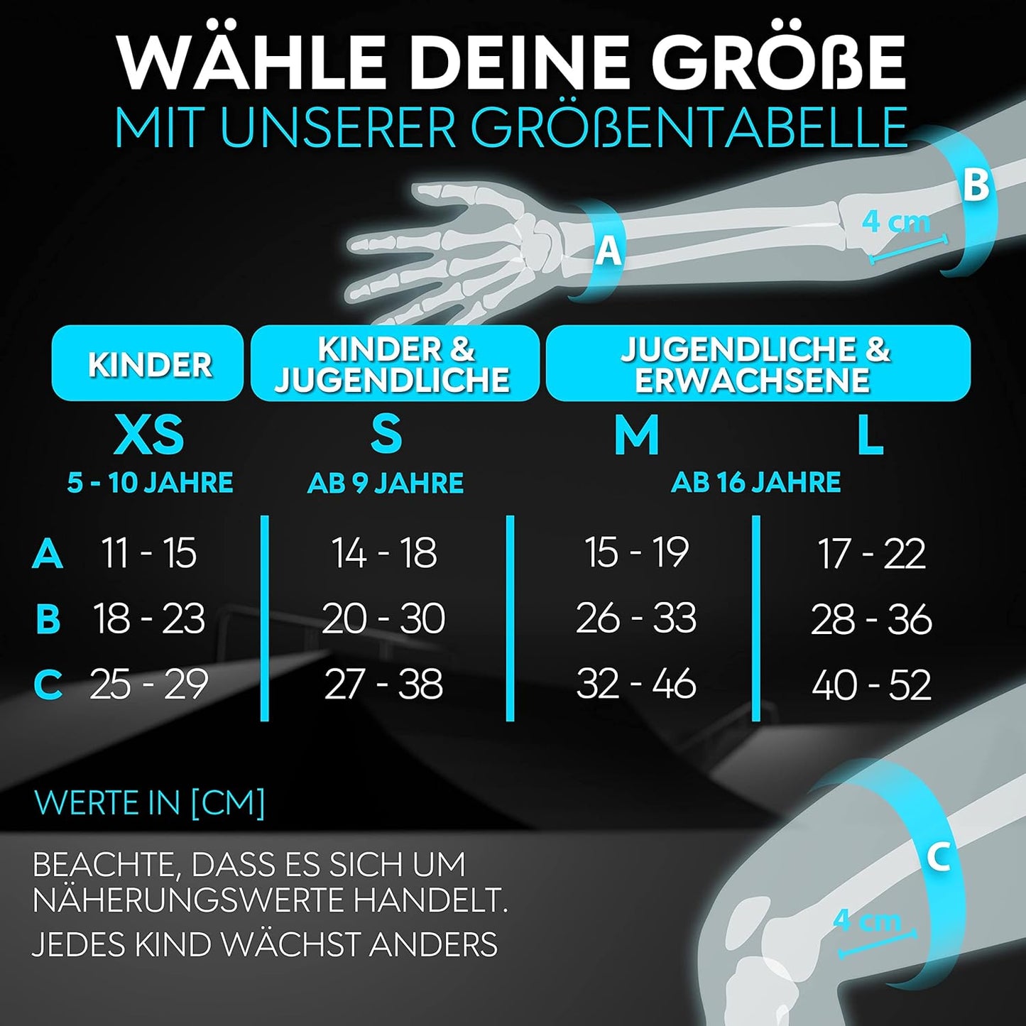 6-teiliges Skate Protektoren-Set für Jugendliche & Erwachsene, M - Jugendliche & Erwachsene BLAU