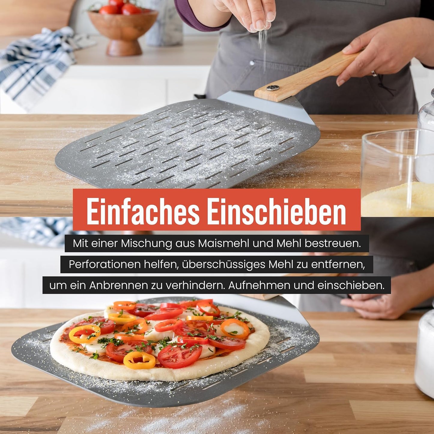 Pizzaschieber mit faltbarem Griff, 30,5 x 35,6 cm