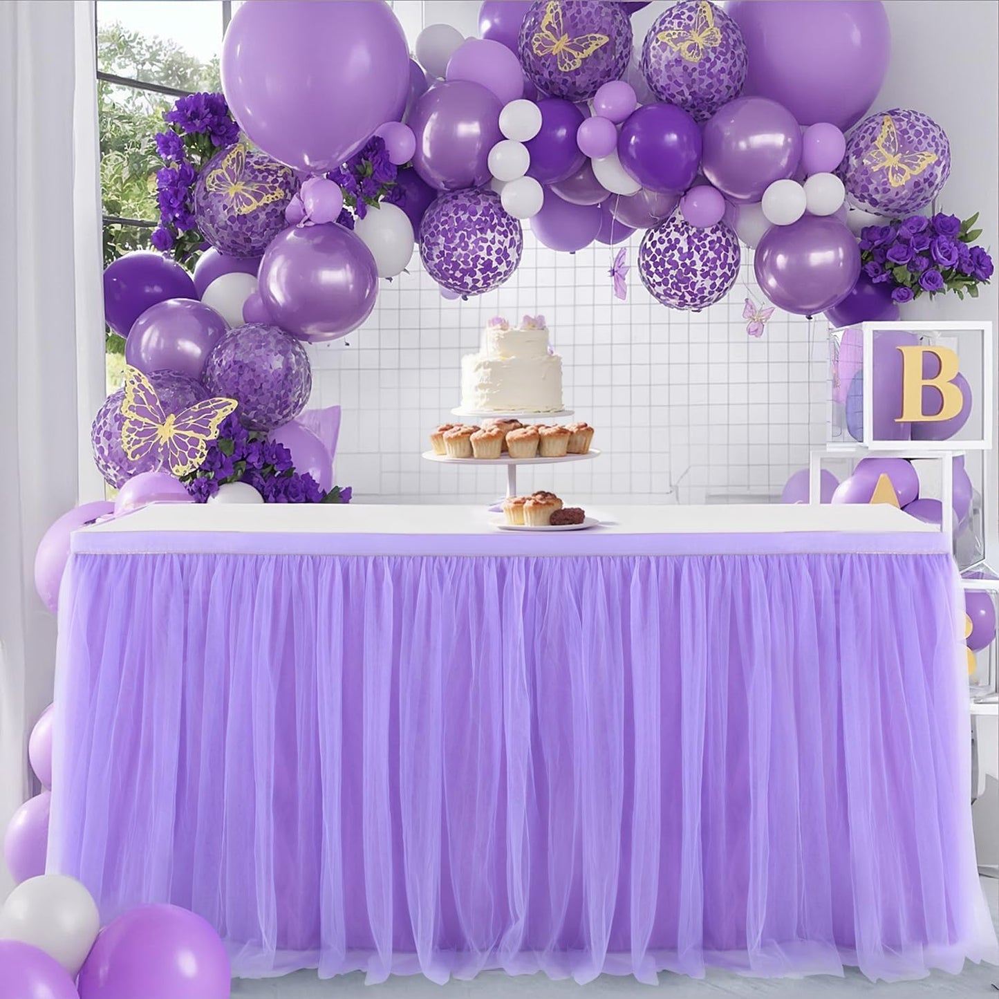 Tüll-Rock für Tischverkleidung, Violett 72" x 30" (6FT)
