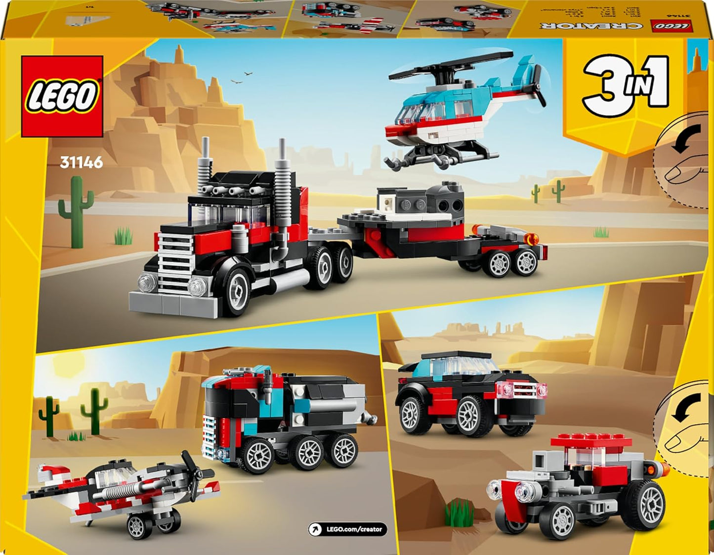 Tieflader mit Hubschrauber, Flatbed Truck With Helicopter 31146