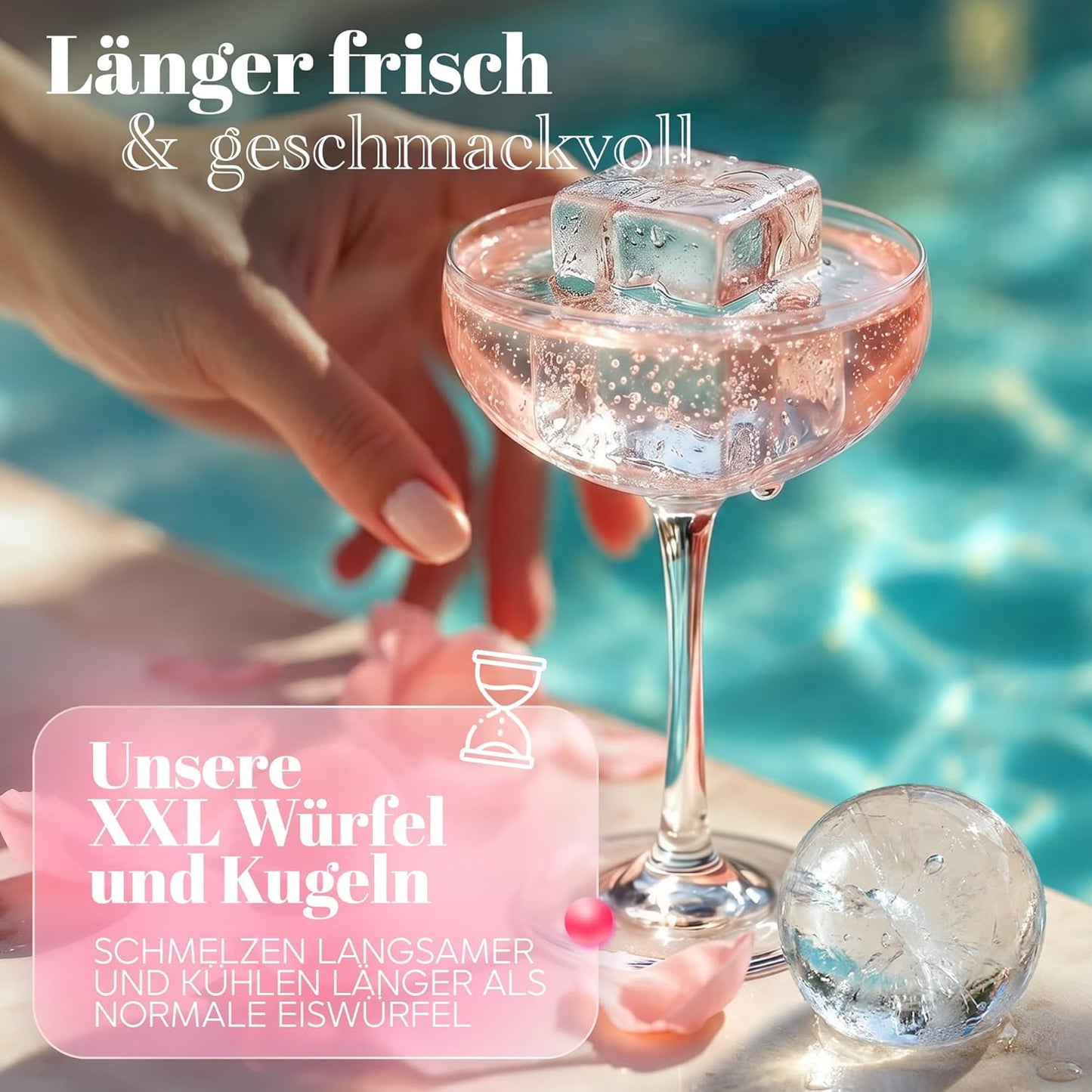 Eiswürfel- & Eiskugelform-Set, Rosa 02x Kugel+Würfel