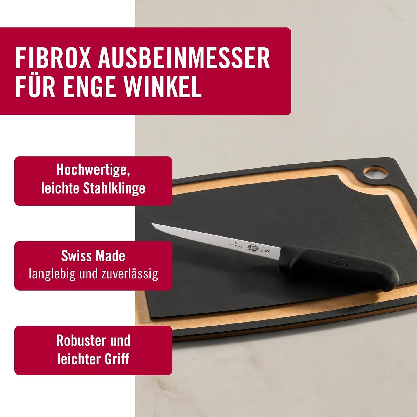Fibrox Ausbeinmesser mit extra schmaler Klinge, 15 Cm, Extra Schmal – Schwarz