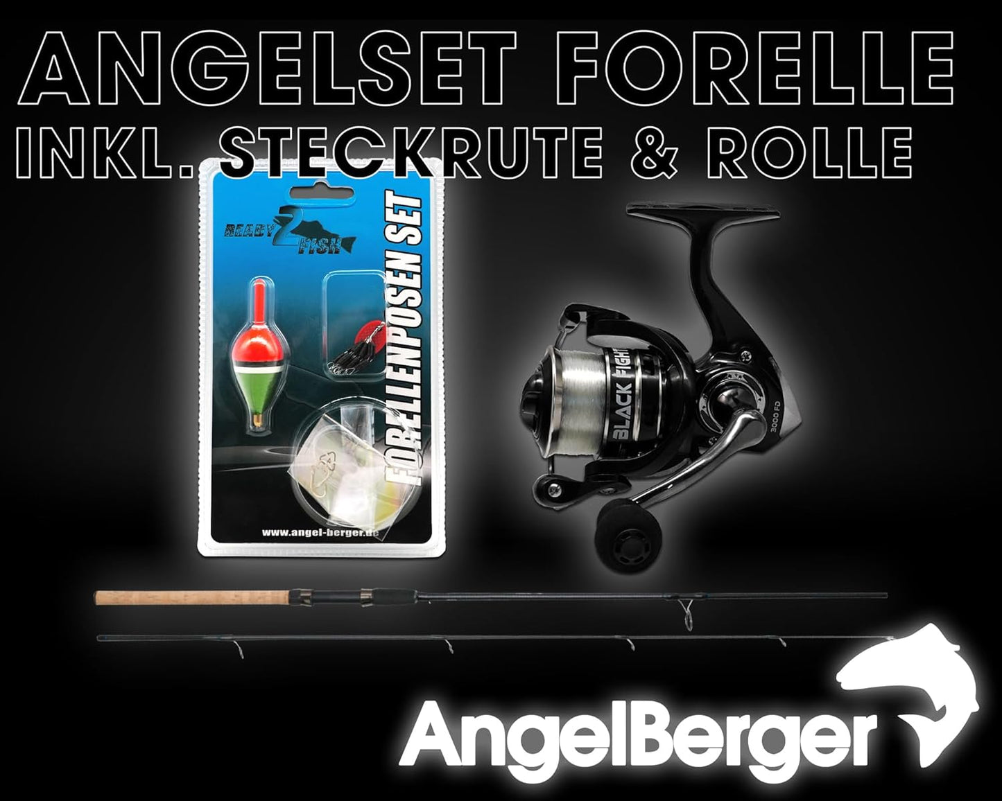 Steck-Angelset mit Zubehör, Angelset Forelle