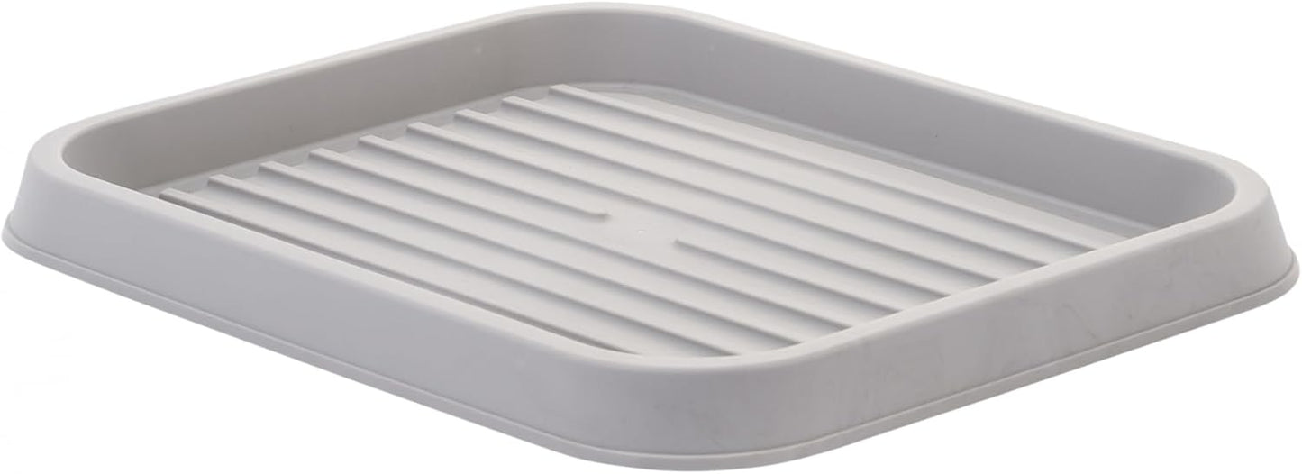 Abtropfgestell-Tablett-Set (3-teilig, BPA-frei), Grau Klein 3er-Set