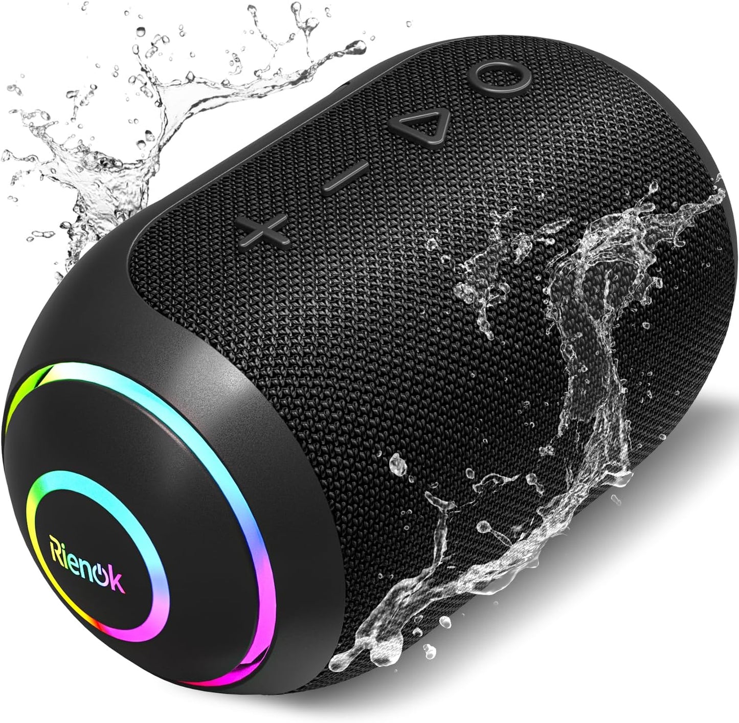 Wasserdichter Bluetooth Lautsprecher mit LED-Licht, 2,400mAH Schwarz