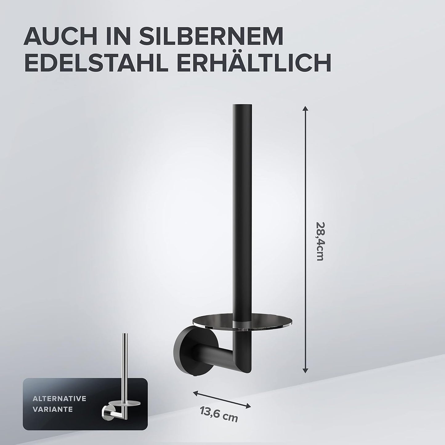 Ersatzrollenhalter zur Wandbefestigung, Schwarz Zum Bohren