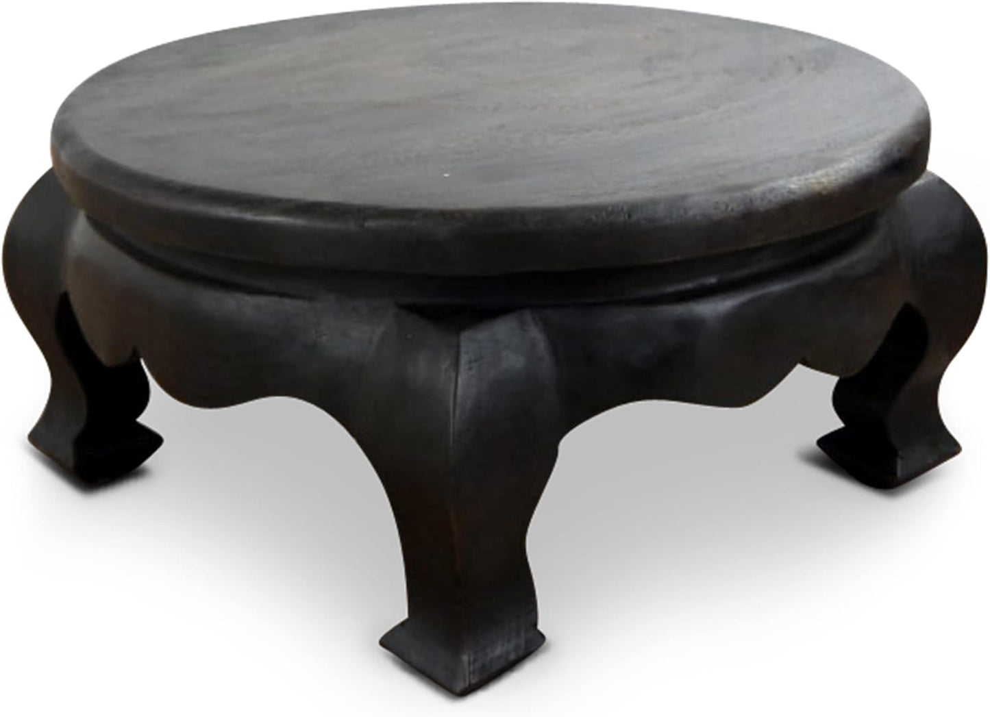 Handgeschnitzter Beistelltisch, Schwarz 50cm