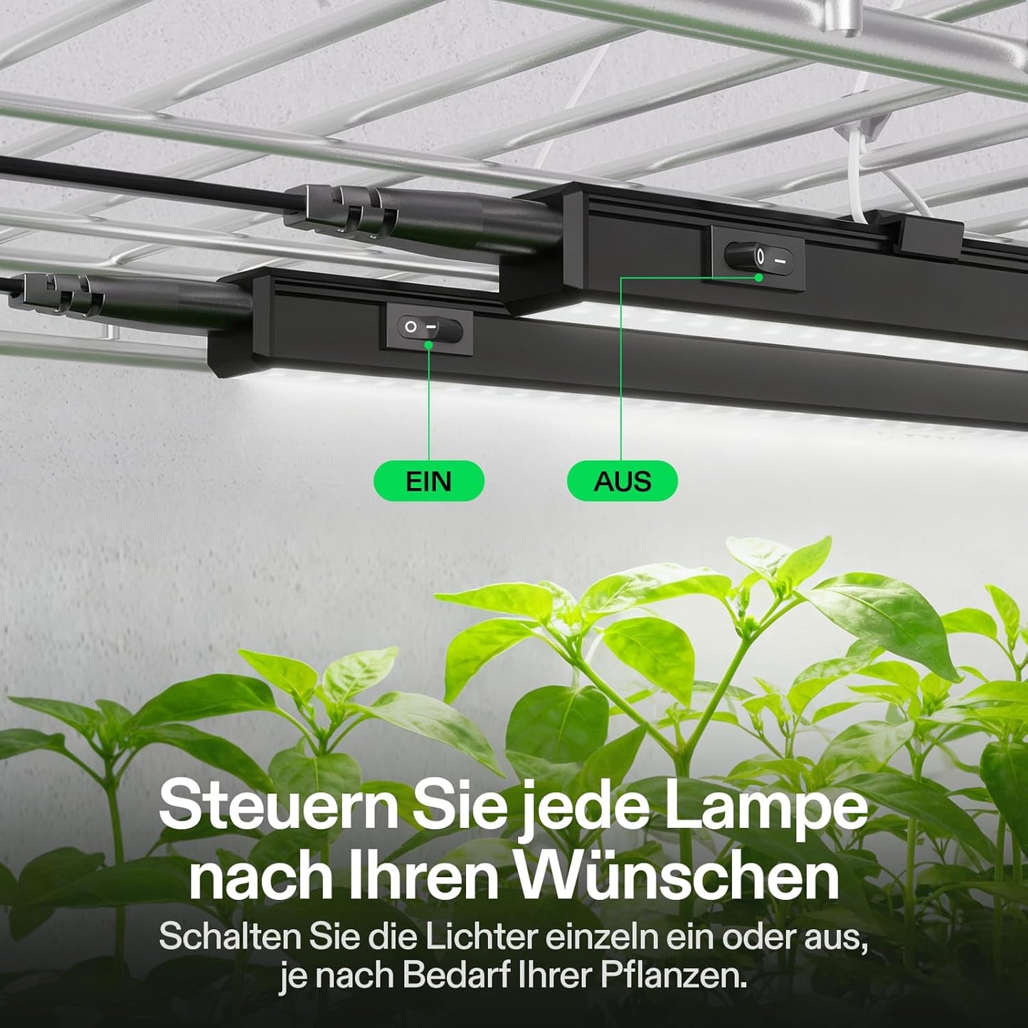 8er-Set T5 LED-Pflanzenlampen mit Timer & Dimmer, 60cm-8er Set