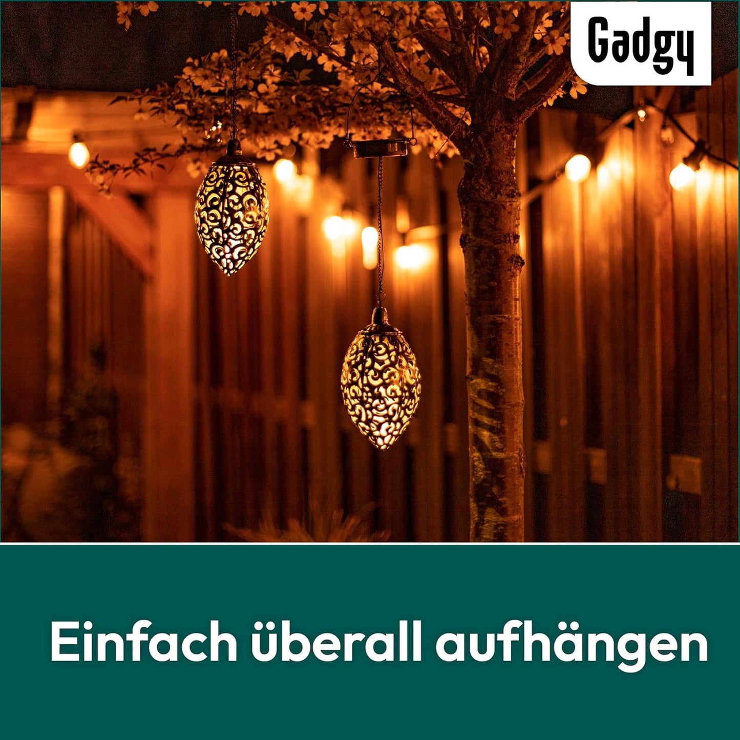 2er-Set Orientalische Solarhängelaternen, Eichel