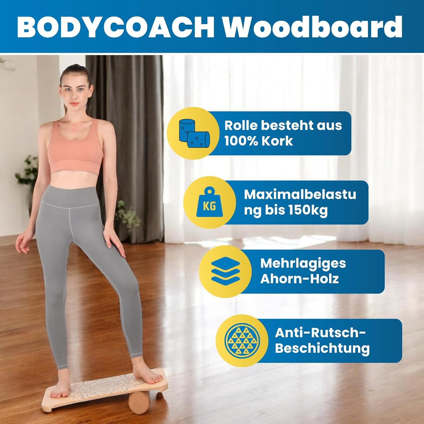 Balance-Board Starter Set mit Korkrolle, oval