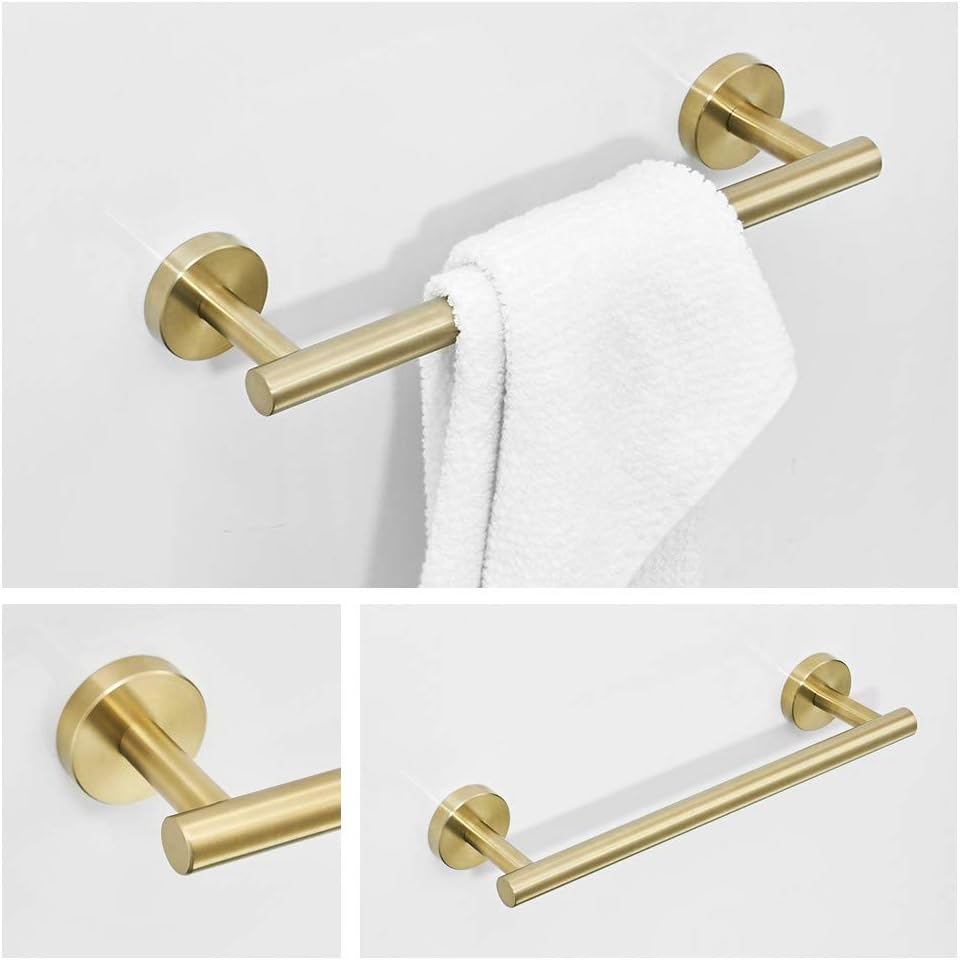 3-teiliges Badezimmerzubehör-Set, Gold Gebürstet