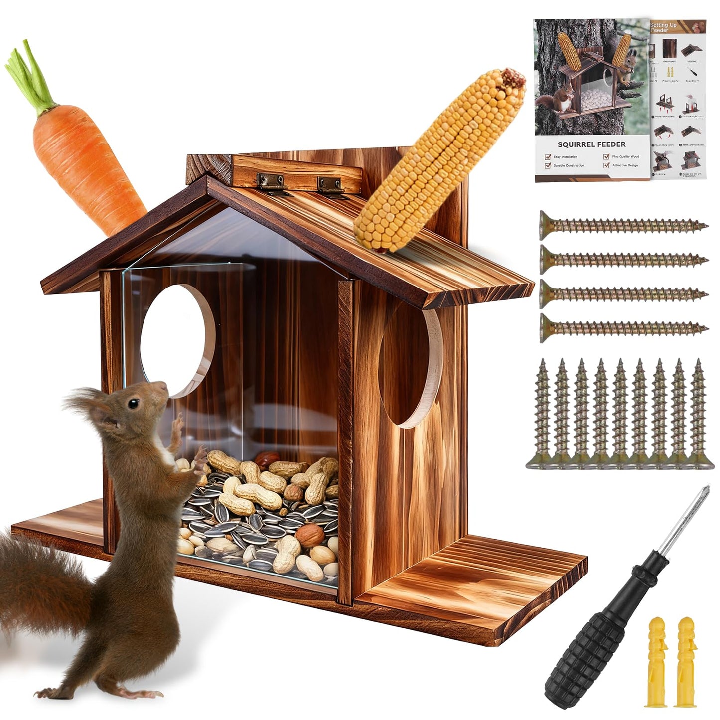 Wetterfestes Eichhörnchen-Futterhaus aus Holz