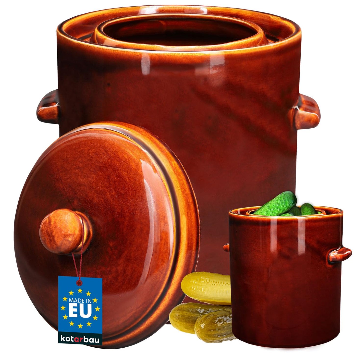 Gärtopf mit Hermetikdeckel, 10 L, 10 L Braun