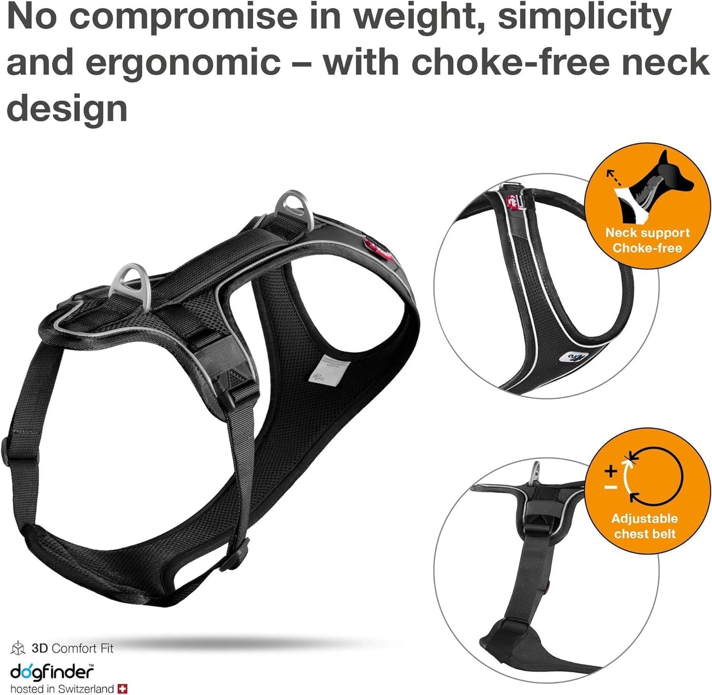 Belka Comfort Hundegeschirr, XS / schwarz