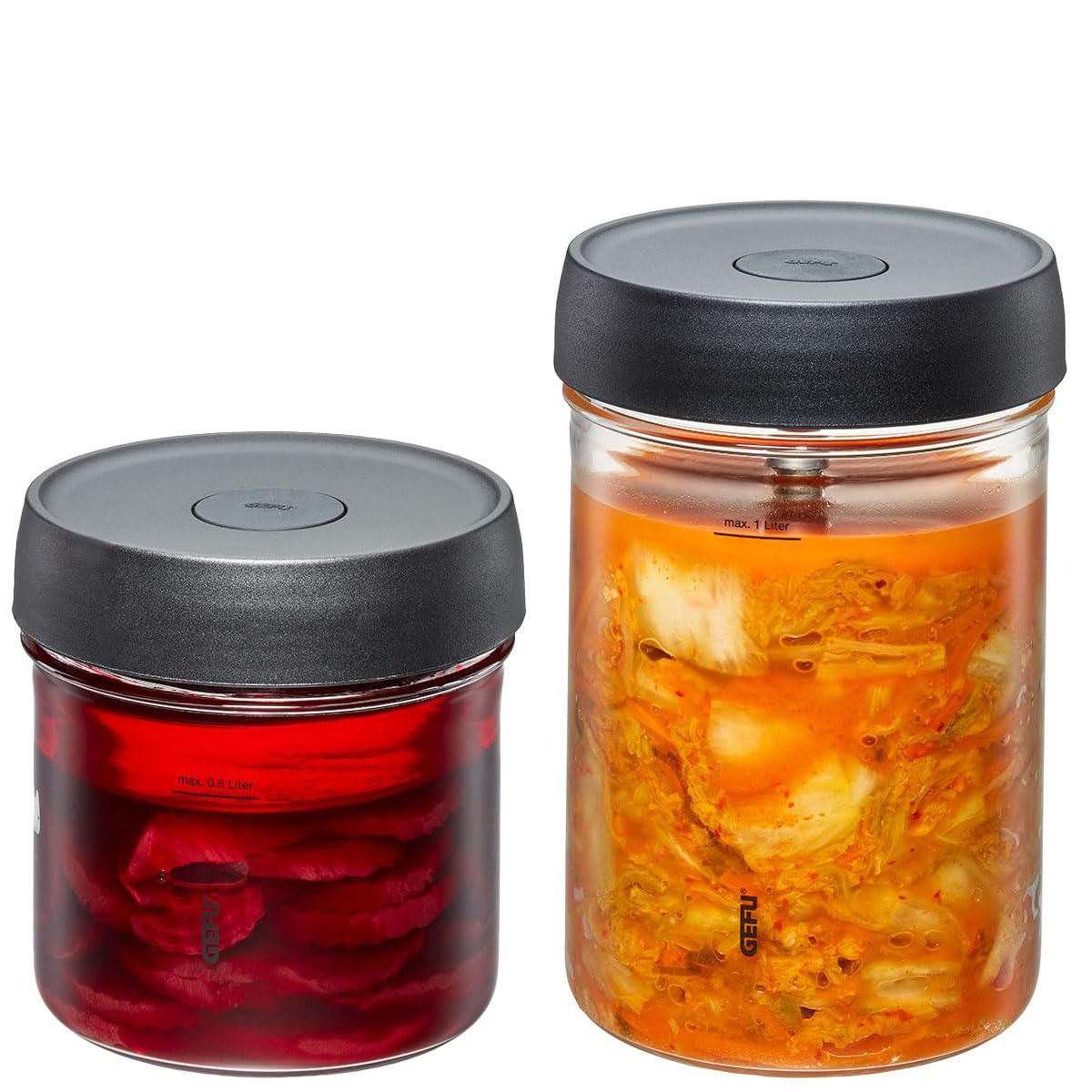 2er-Set Fermentierglas, 0,5 + 1 Liter (ohne Stössel und Zange)