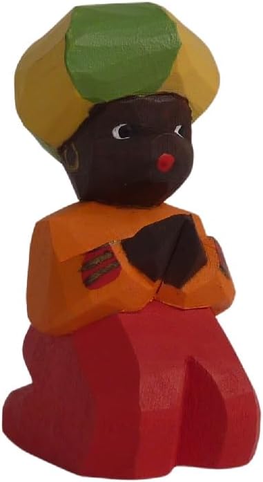 Kniende Krippenfigur mit Beutel
