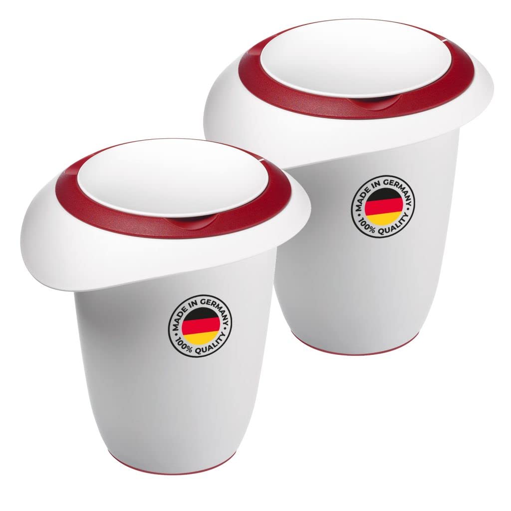 Quirltopf-Set, Weiss/Rot, 2 Stück, mit Deckel