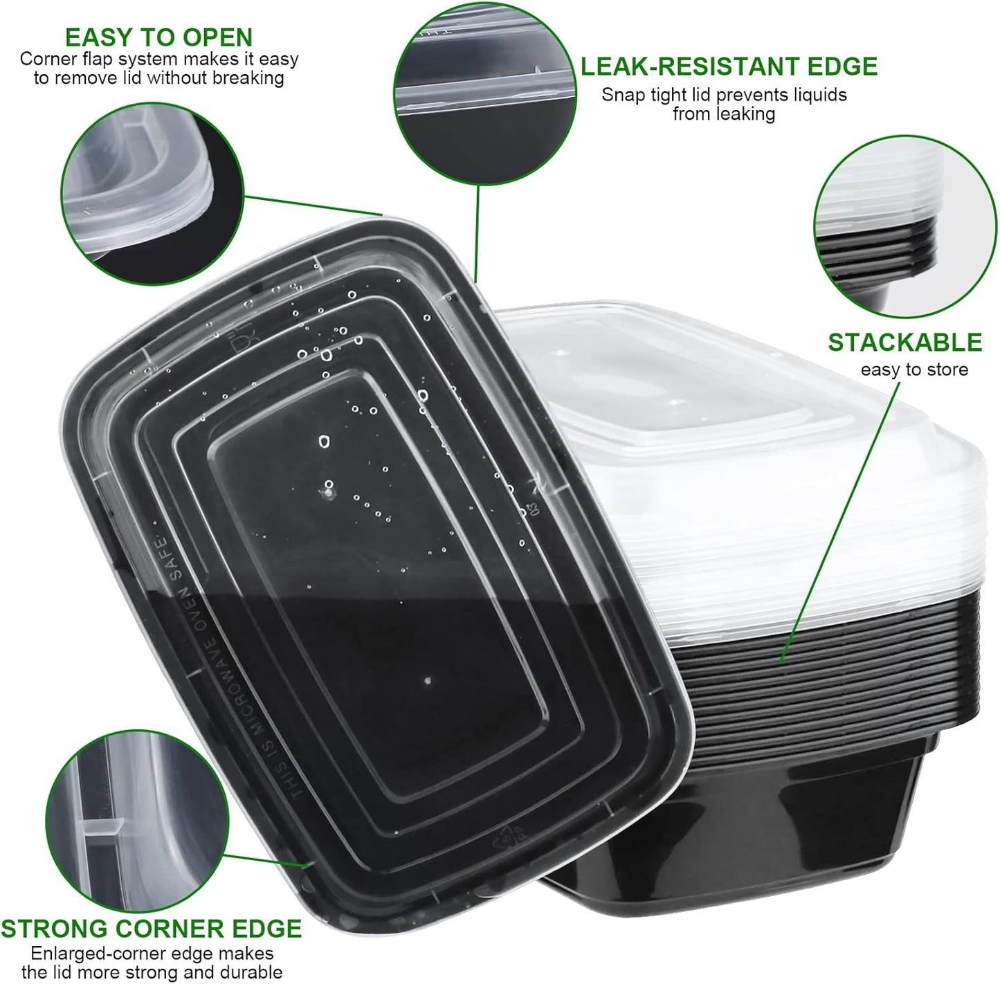 10 x Meal Prep Lebensmittelbehälter, 1 Compartment 10 Pack