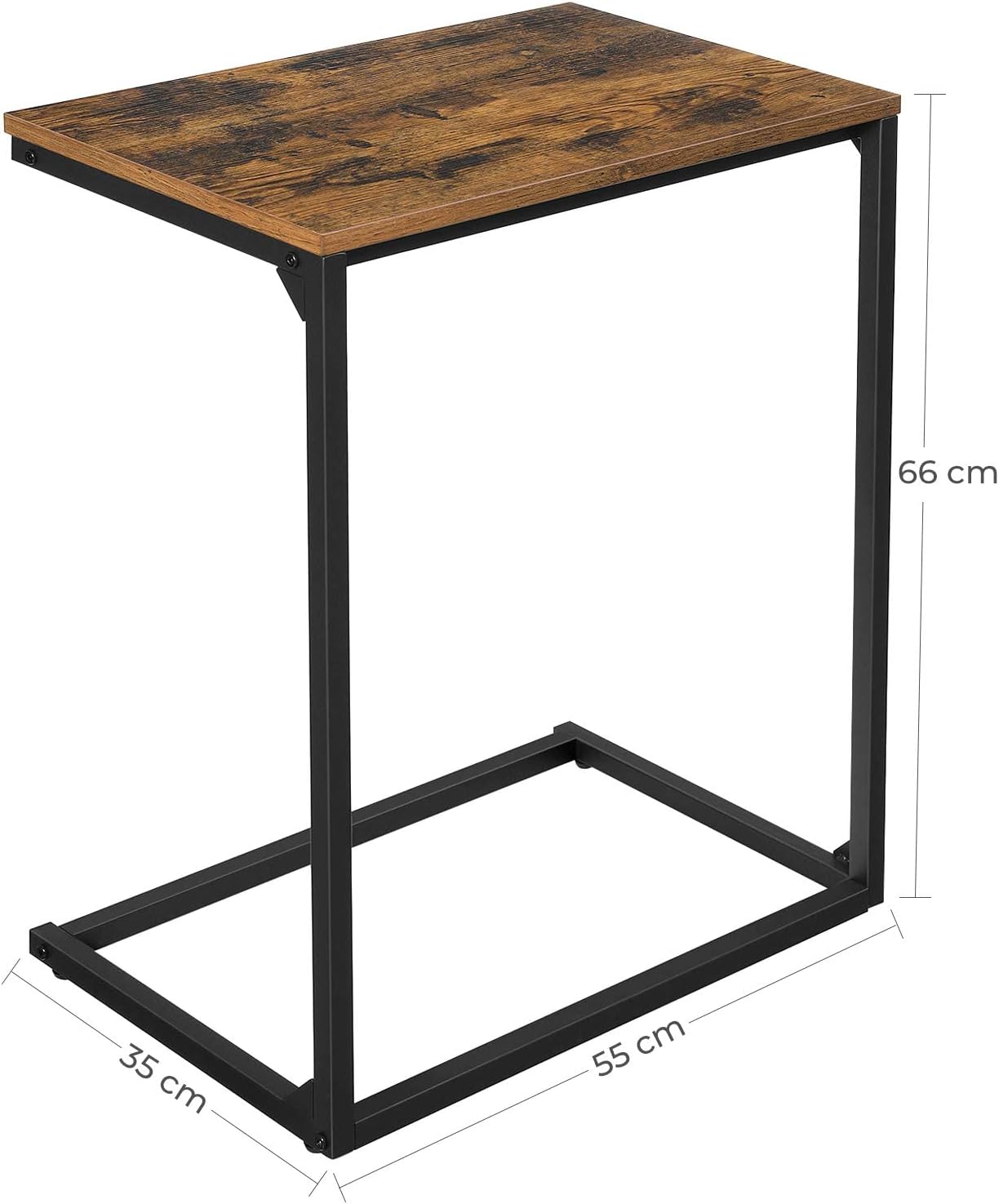 Nightstand, 35 x 55 x 66 cm ; Vintagebraun + Schwarz