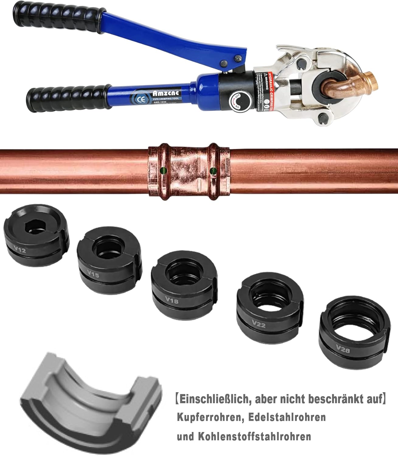 AMZ-1632 Presszange, V-Kontur 12-15-18-22-28