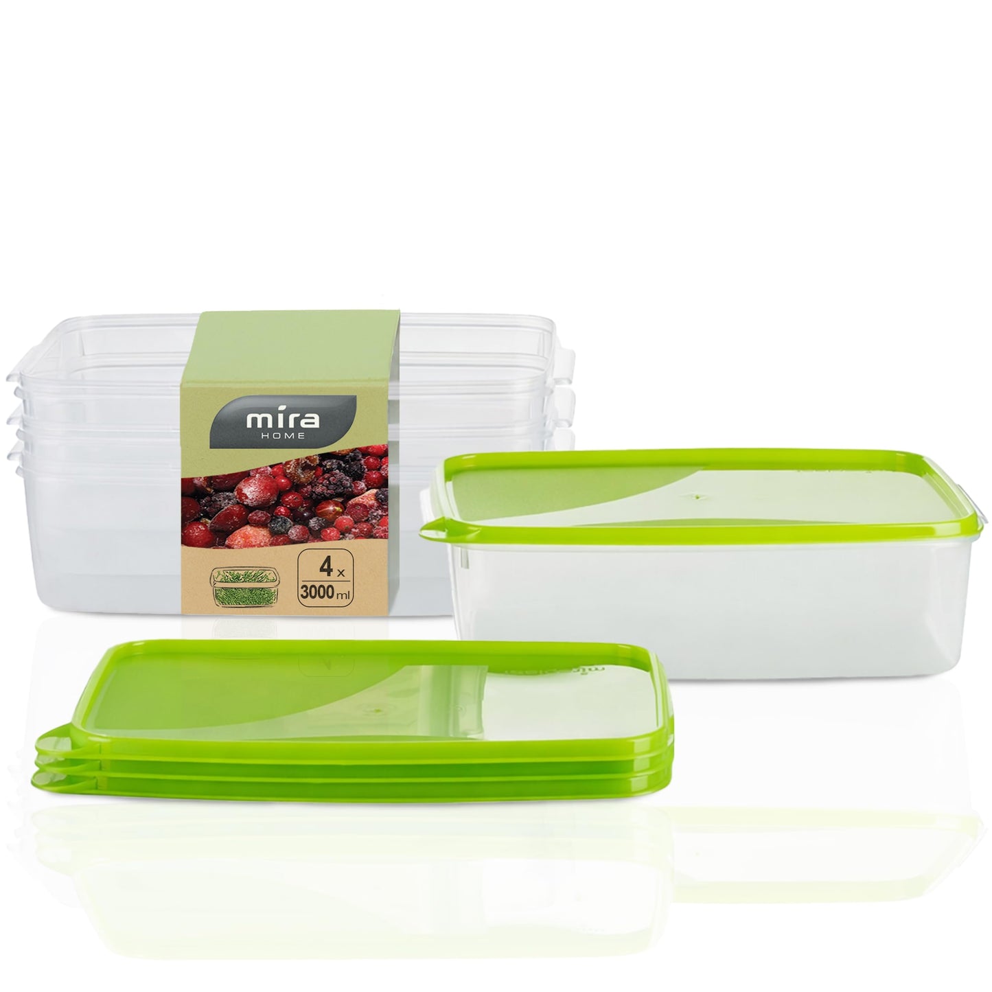 Gefrierdosen-Set, 3l Rechteckig (4 Stk)