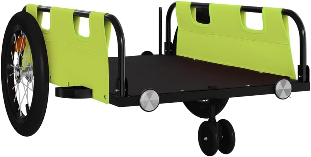 Fahrradanhänger Oxford-Gewebe und Eisen, Grün 124 x 64.5 x 36 cm