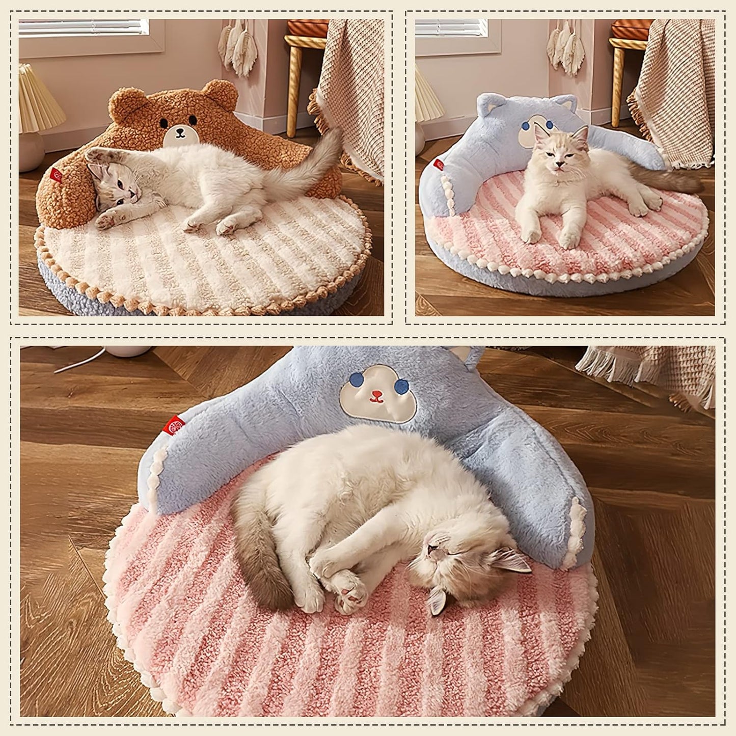 Rundes Haustierbett für Katzen und Welpen, Rosa