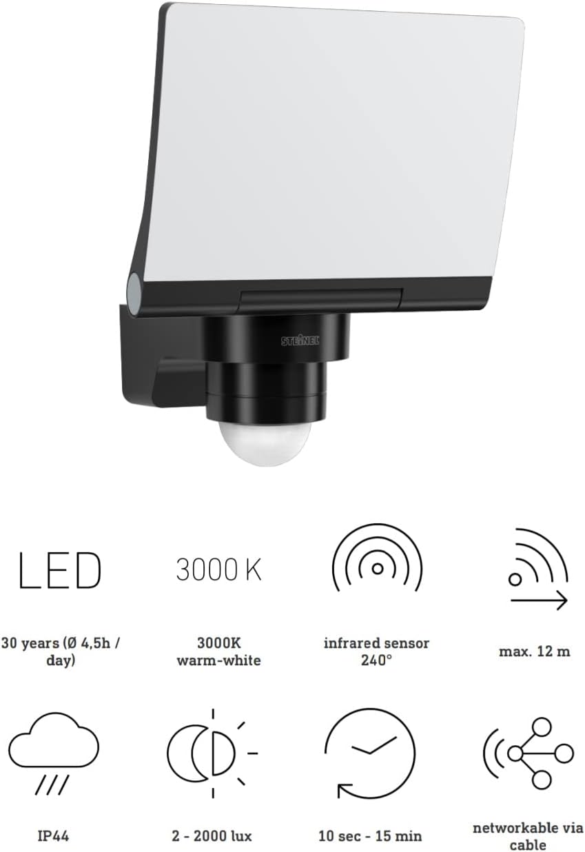 Einbaustrahler XLED PRO 240 S mit Bewegungsmelder, 3000 K warmweiss / Mit Bewegungsmelder / Schwarz