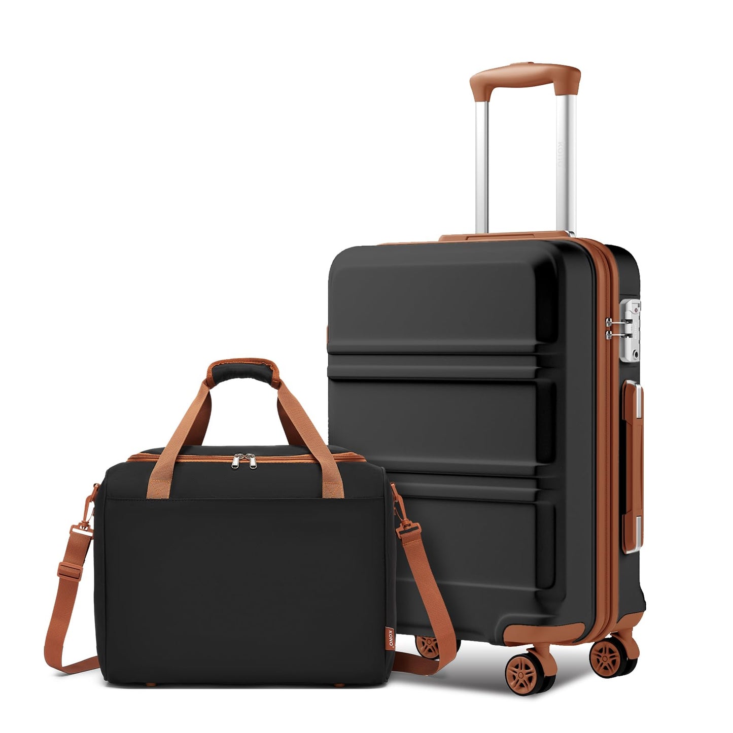 HandgepäckTrolley-Set, Schwarz/Braun 55cm Gepäck-Sets