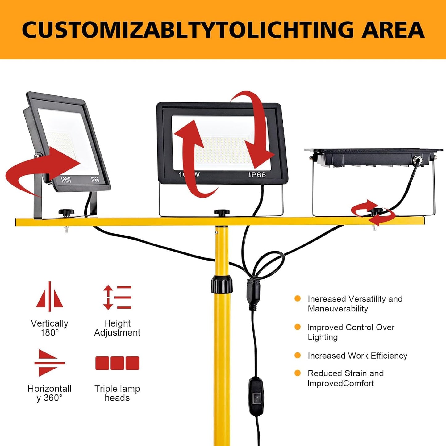 LED-Baustrahler mit Stativ, 300 Watt