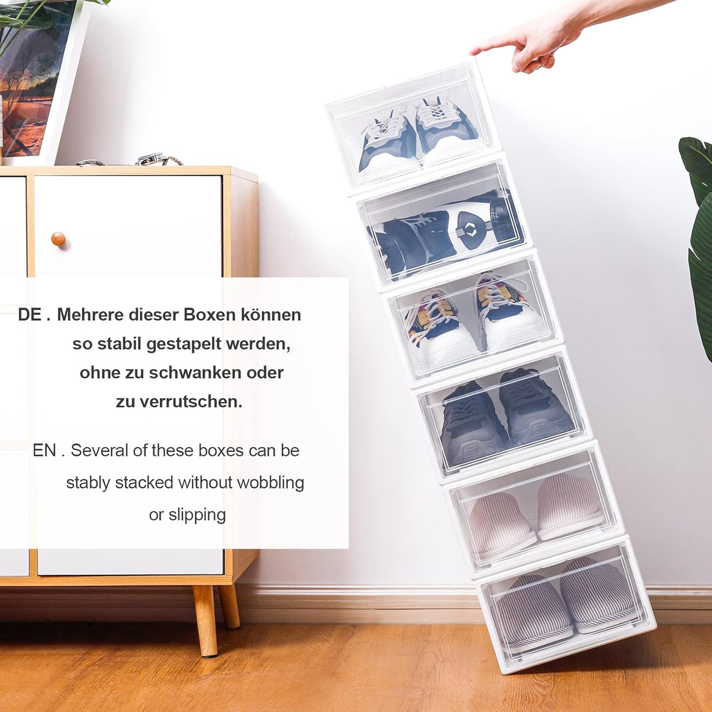 Stapelbare Schuhboxen-Set (3er Pack), 37 x 26 x 16 cm