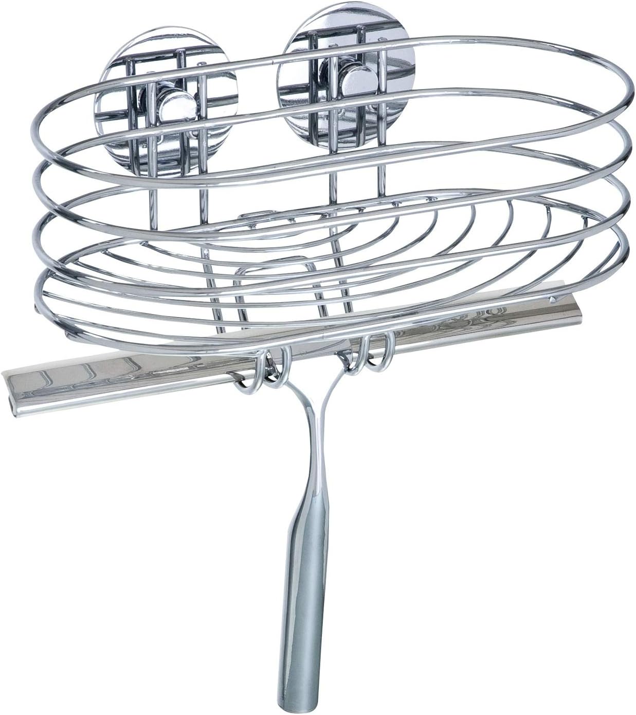 Turbo-Loc Wandablage mit Duschabzieher, ohne Bohren, 27.5 x 13.5 x 24 cm Wandablage mit Wischer Single