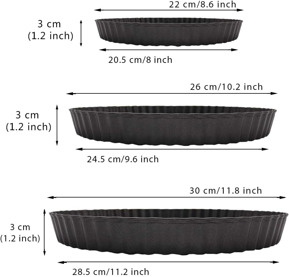 3er-Set Tarteform mit Hebeboden, 22/26/30 cm