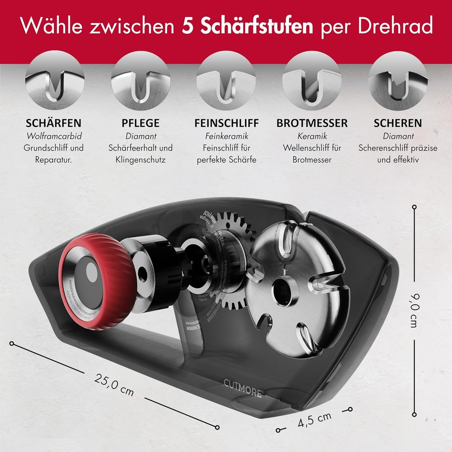 5-in-1 Diamant Messerschärfer für Messer & Scheren