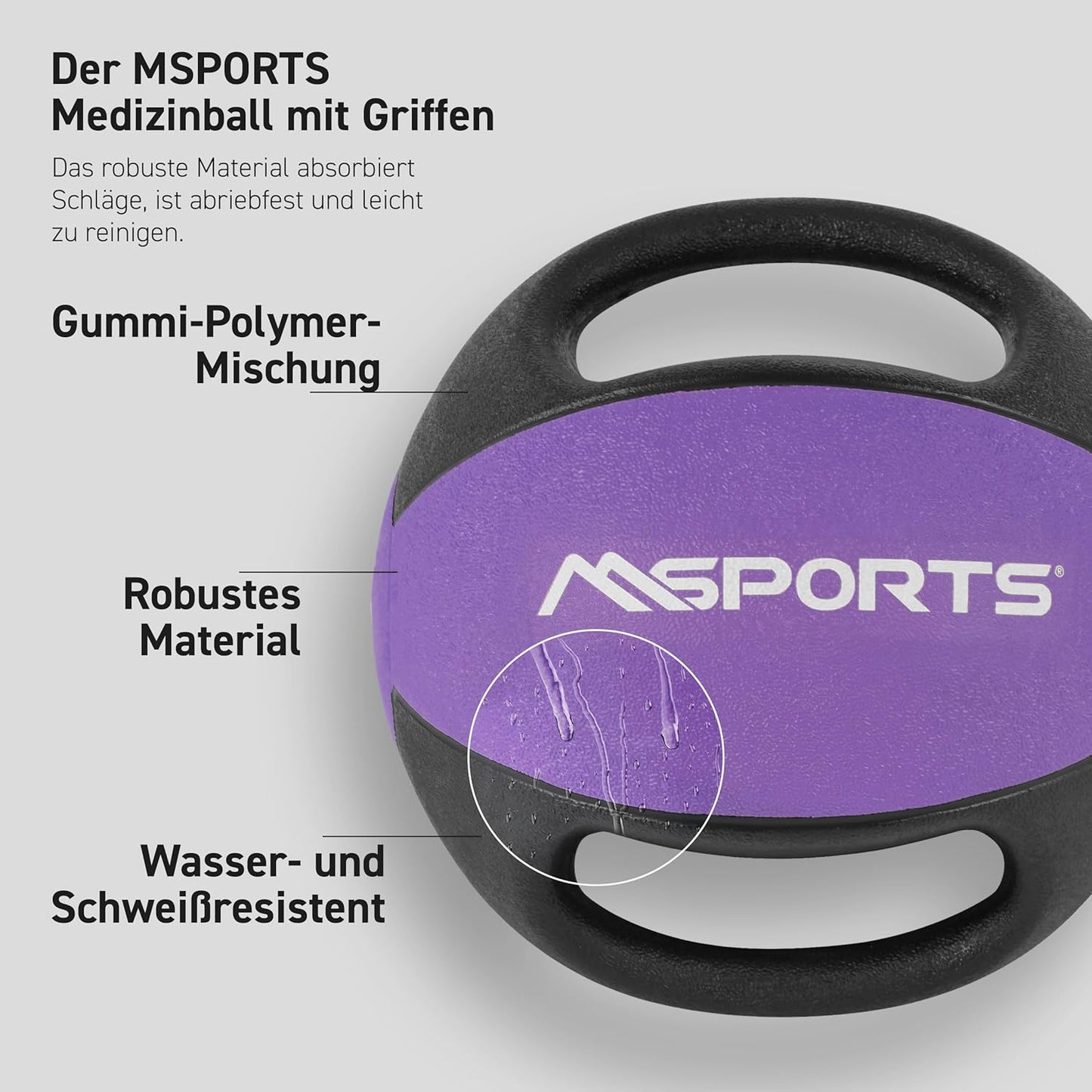 Medizinball mit Griffen, 6 kg, 6 kg - Lila