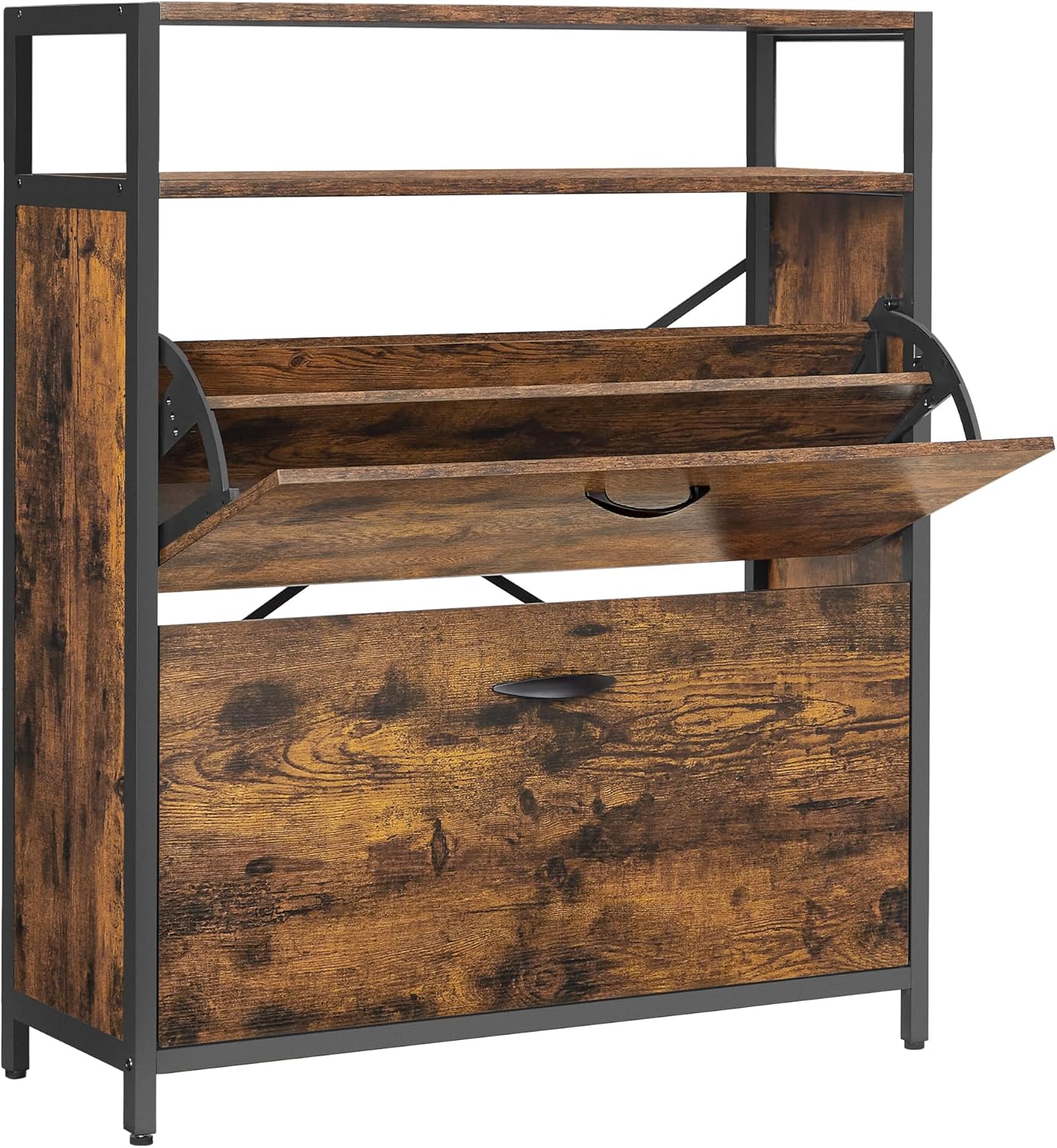 Schuhschrank mit Kippfächern, 2 Klappen (80L x 95H cm)