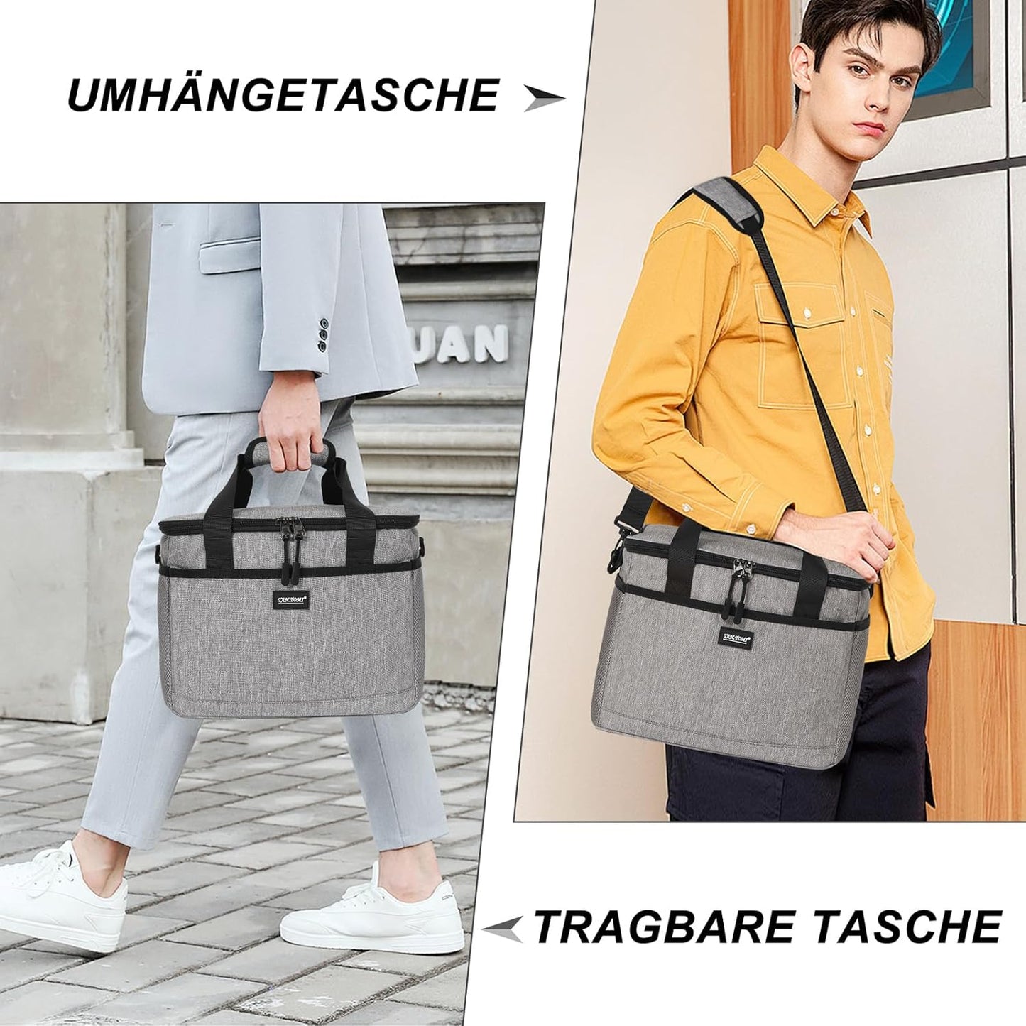 Faltbare Kühltasche mit Reissverschluss, Grau 15L