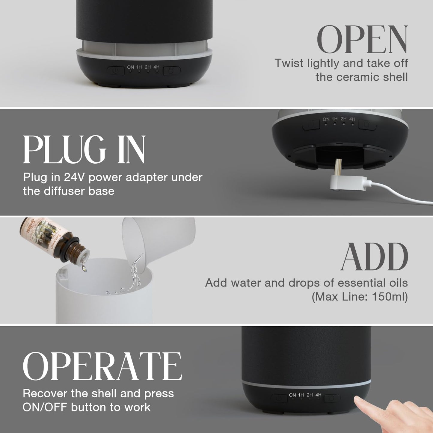 Aroma Diffusor mit Timerfunktion, Schwarz