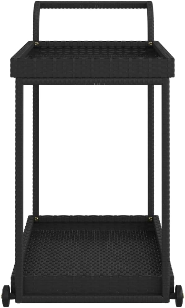 Servierwagen in Rattanoptik, Schwarz