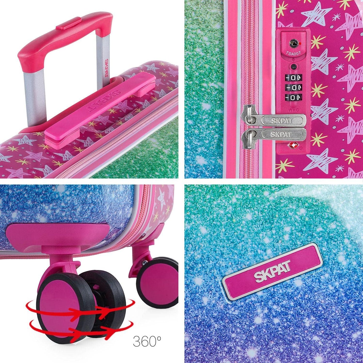 2-teiliges Kinderkoffer-Set mit Rollen, S + M Fuchsia