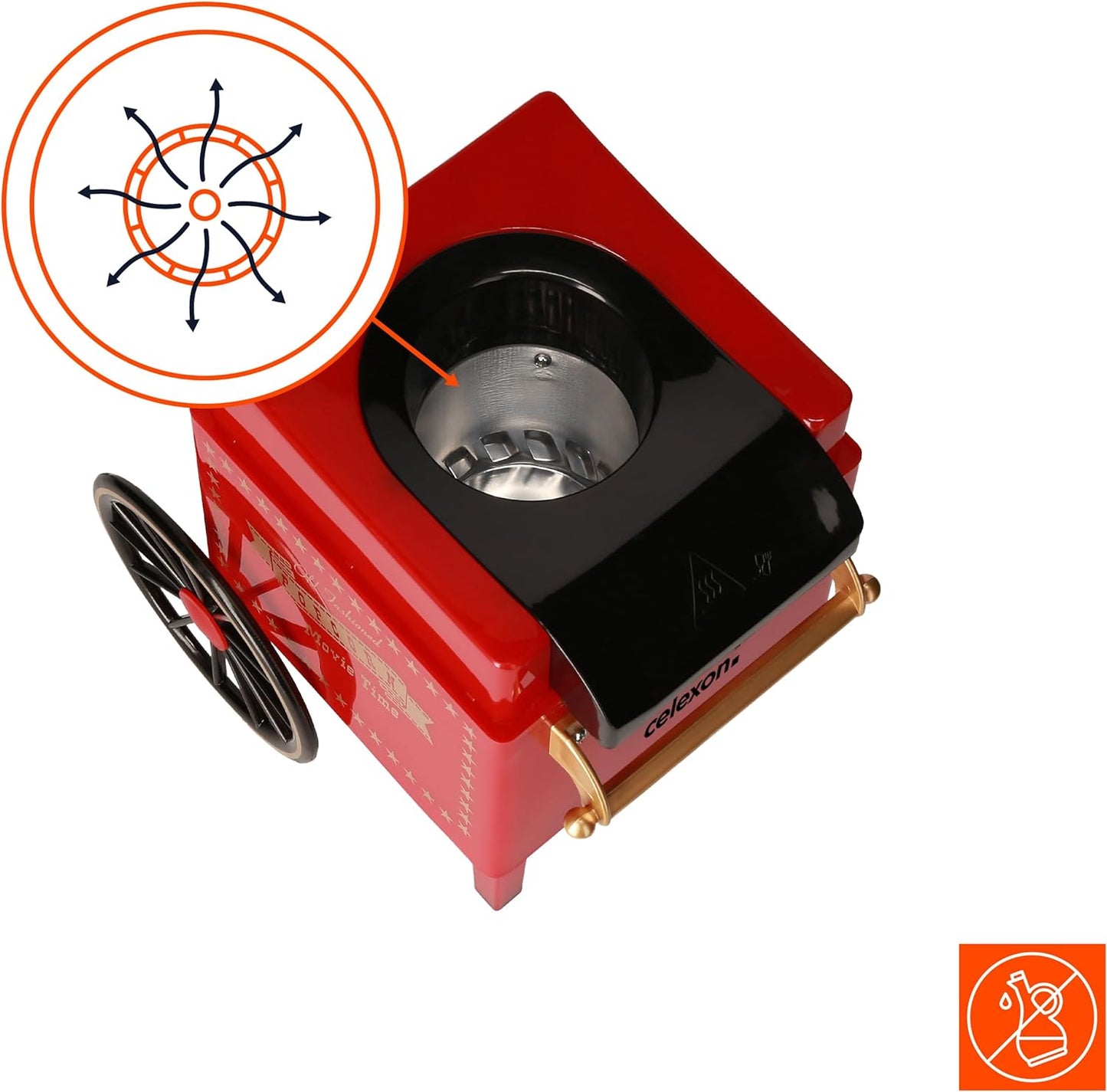 CinePop CP500 Popcorn-Maschine, Retro/Kirmes-Design - 24 x 19 x 39.5cm