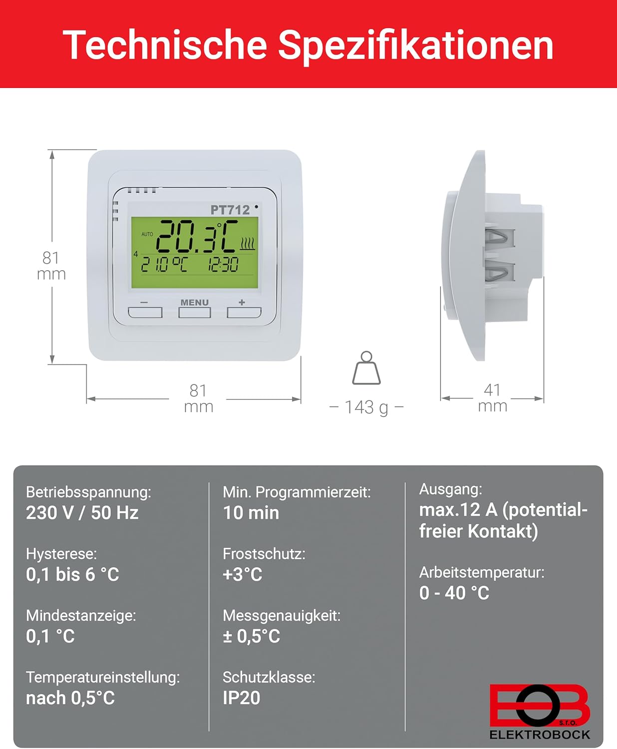 Digitaler Raumthermostat PT712