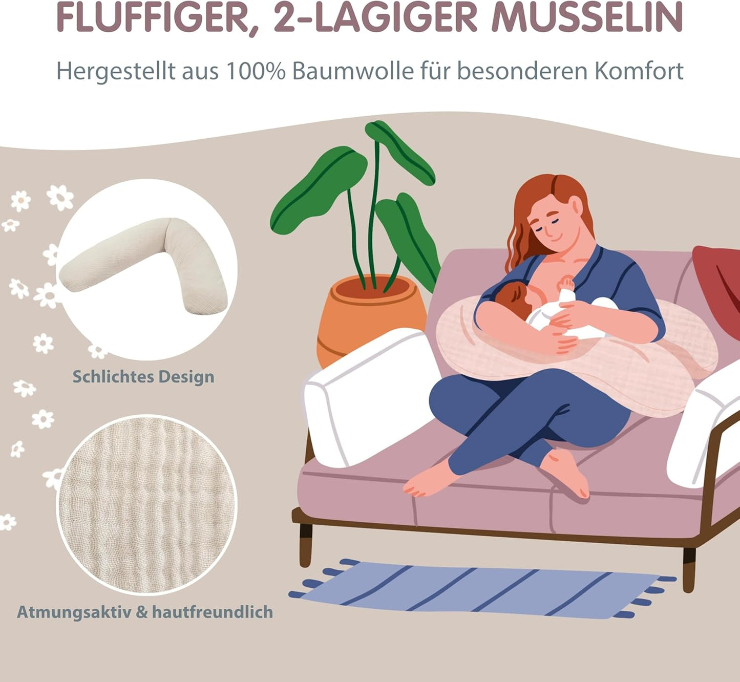 Still- & Schwangerschaftskissen Dodo Pillow Premium, Sandbeige