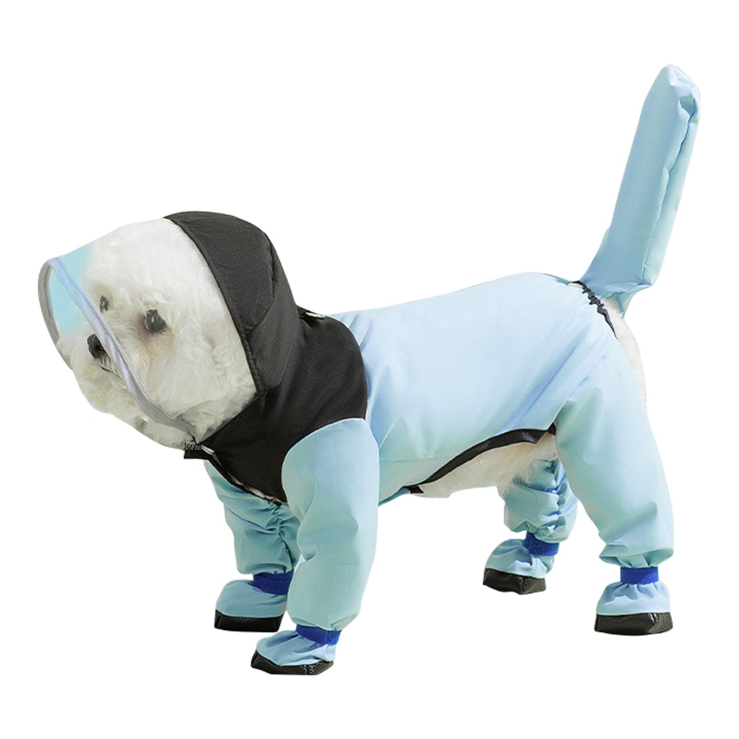 Wasserdichte Hunde-Regenjacke mit Kapuze, S Blau